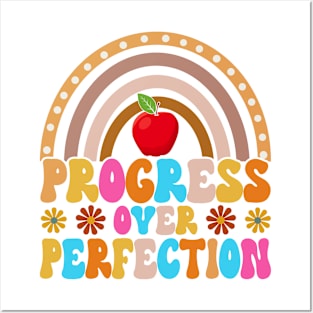 Retro Teacher Progress Over Perfection Teacher Posters and Art